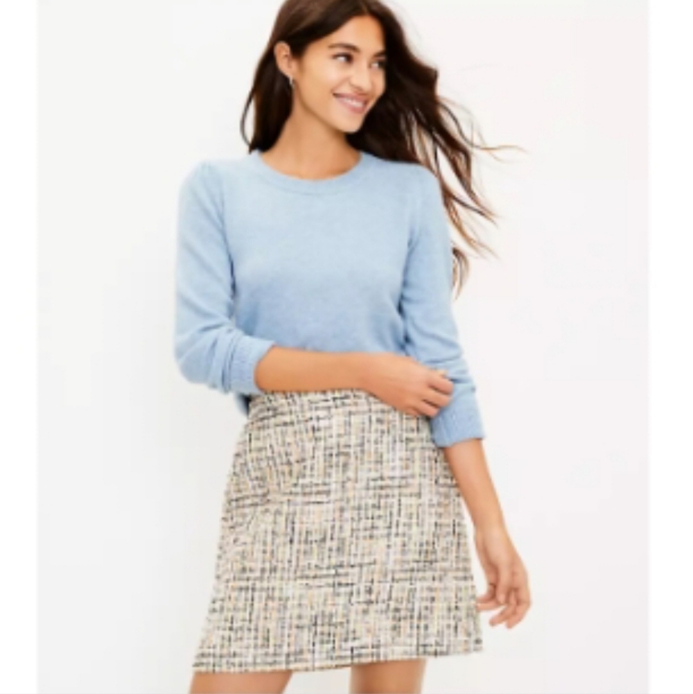 LOFT Puff Sleeve Sweater - Dusty Blue